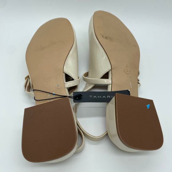 NWT Tahari Cream Patent Leather Mary Jane Kitten Heels Slingback Women size 7.5 - Picture 7 of 8